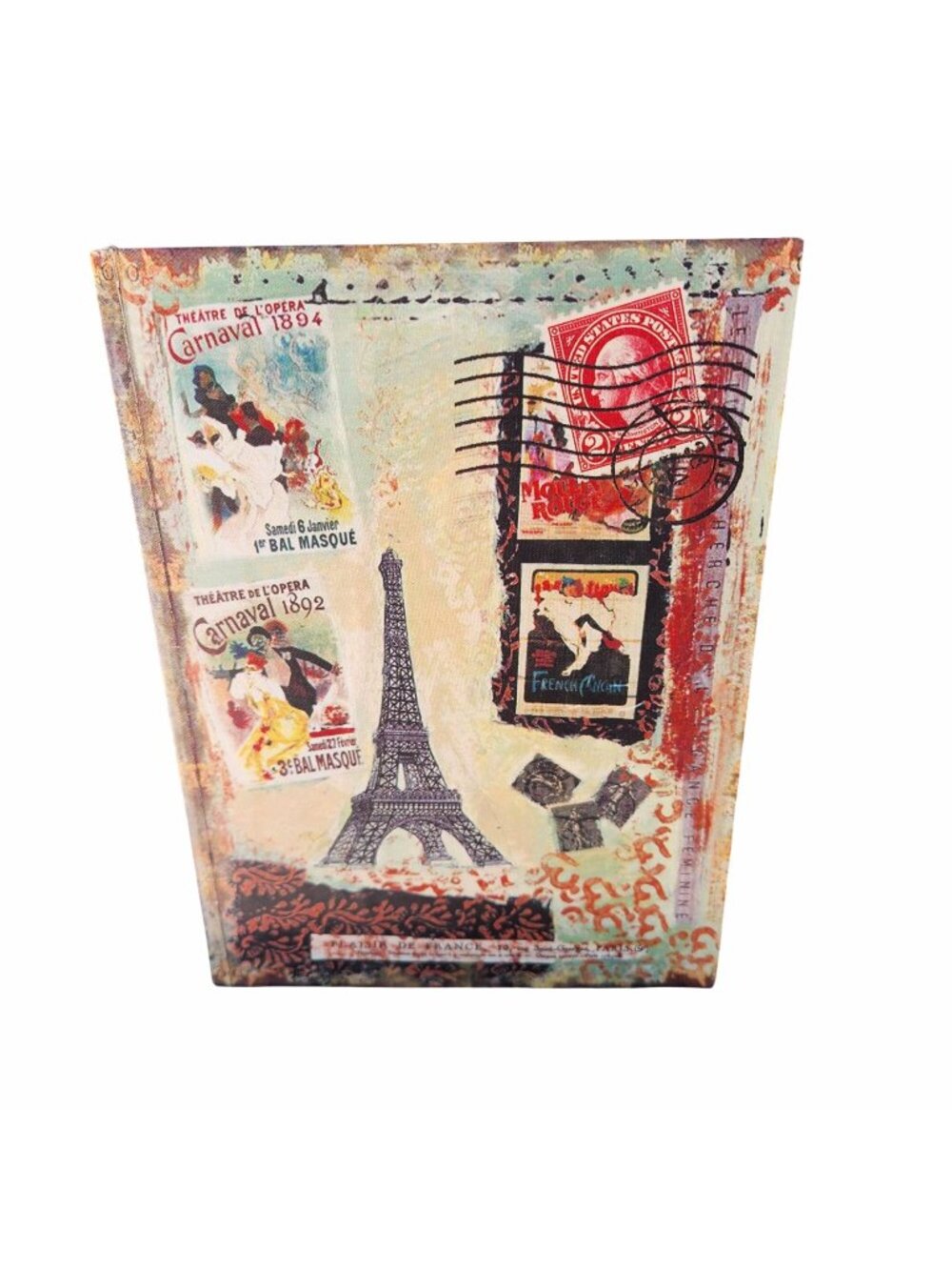 Vintage Parisian-Themed Hidden Storage Box with Eiffel Tower & Moulin Rouge